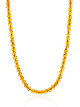 Сверкающие бусы из натурального балтийского янтаря Карамель алмазная чайная