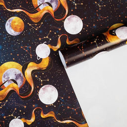 Цена за 10 шт. Бумага упаковочная глянцевая «Космическая», 70 х 100 см