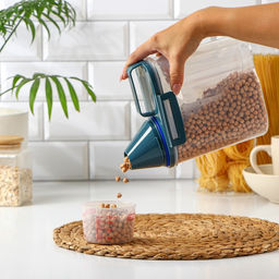 Контейнер для хранения сыпучих с дозатором, 1 кг, 17×10.5×22 см, пластик, прозрачный