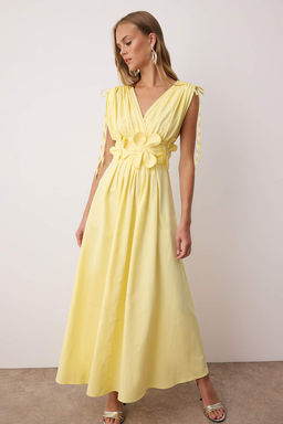 Trendyolmilla Ac?k Mavi 3 Boyutlu Cicek Detayl? Poplin S?k Abiye Gece Mezuniyet Elbisesi TPRSS24EL00282  фото 12