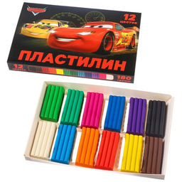 Цена за 2 шт. Пластилин 12 цветов, 180 г, Тачки