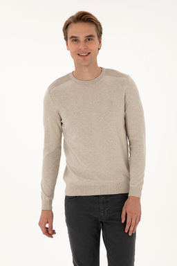 Erkek Slim Fit Bisiklet Yaka TaЕ Melanj Basic Kazak