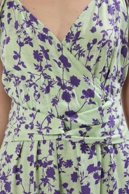 Yesil Animal A Kesim Y?rtmacl? Maxi Dokuma Elbise TWOSS23EL01892