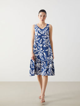 Bisiklet Yaka ?i?ekli Elbise