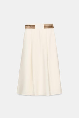 FALDA MIDI CINTUR?N TRENZADO / Crudo - Zara фото 2