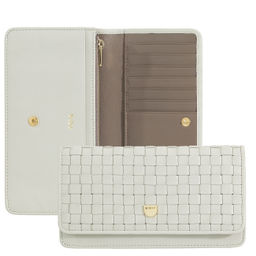 Итальянский женский кожаный кошелек DuDu серии Canarie | жемчужный серый