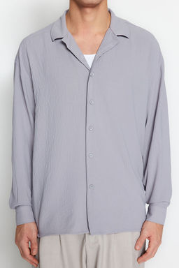 TRENDYOL MAN Beyaz Oversize Fit Apas Yaka Yazl?k Keten Gorunumlu Gomlek TMNSS23GO00053 - Trendyolmilla фото 55