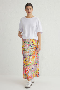 TRENDYOLMILLA Cok Renkli Buyuk Cicek Desenli Bal?k Kesim Maxi Boy Dokuma Etek TWOSS25ET00015  фото 3