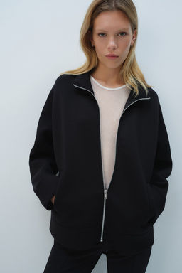 Cardigan efecto neopreno con cremallera