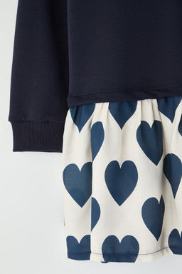 Mavi Yaz? Bask?l? Bisiklet Yaka A-line Orme K?z Cocuk Elbise TKDAW26EL00008 - Trendyolmilla фото 2