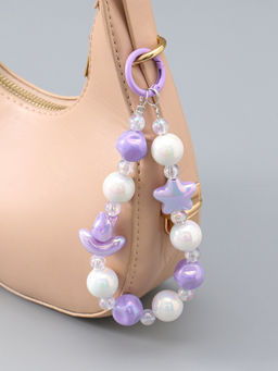 Брелок на карабине "Тюльпаны и звёзды" сиренево-перламутровый 11х4х1,5 см