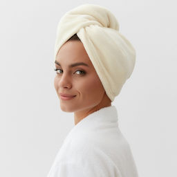 Полотенце-чалма для сушки волос Этель "Милашка", цвет молочный, 65х25 см, 100% п/э