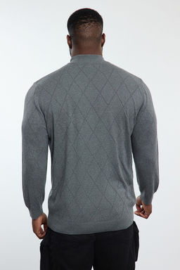 TRENDYOL MAN Gri Erkek Regular Yar?m Bal?kc? Yaka Baklava Triko Buyuk Beden Kazak TMNAW25AN00007 - Trendyolmilla фото 12