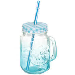 Кружка стекло, 450 мл, с крыш, с трубочкой, SDFG0114-1 (298236) - Daniks фото 2