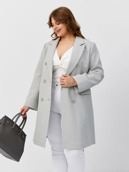 Пальто женское демисезонное 26897 (сильвер/ёлочка)