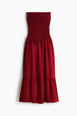 Vestido bandeau con cuerpo nido de abeja