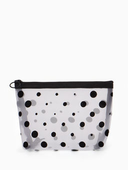 Косметичка DOTs, с рисунком, сетка, на молнии, белая