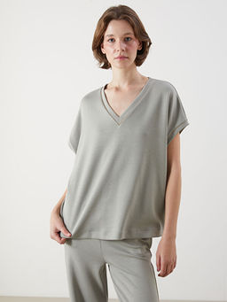 V Yaka Oversize Kad?n Ti??rt
