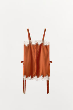 TOP SATINADO BORDADOS LAZADAS / Naranja - Zara фото 6