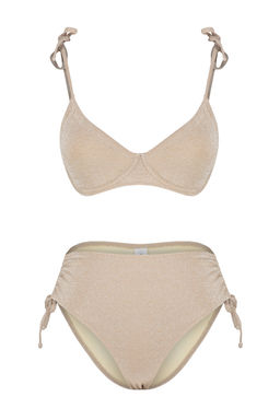 TRENDYOLMILLA Lacivert Balkonet Baglamal? Simli Yuksek Bel Hipster Bikini Tak?m? TBESS24BT00136 фото 21