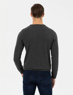 Gri Melanj Slim Fit Bisiklet Yaka Triko Kazak - Pierre cardin фото 5