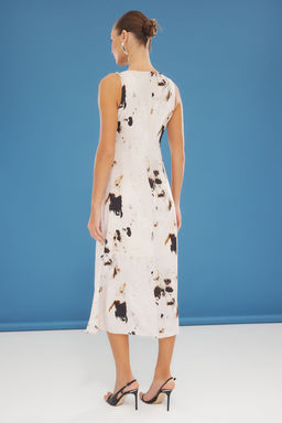 TRENDYOLMILLA Ekru Animal Desenli A Kesim Midi Mat Saten Dokuma Elbise TWOSS25EL00142  фото 5