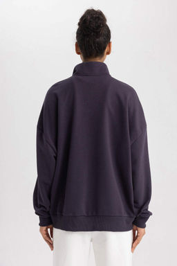 DeFactoFit Толстовка Oversize с высоким воротником и молнией с принтом фото 6