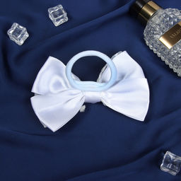 Цена за 6 шт. Бант для волос на резинке «Школьница. Стиль», классика полосы, 12 см, белый