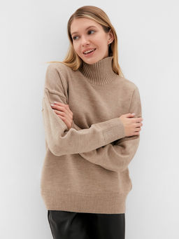 Джемпер женский вязаный MINAKU: Knitwear collection, бежевый, размер 46-48