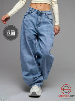 Джинсы багги с высокой посадкой