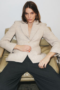 ZW COLLECTION FITTED WOOL PEPLUM BLAZER - Zara фото 14