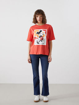 Mickey Mouse Bask?l? Oversize Kad?n Ti??rt