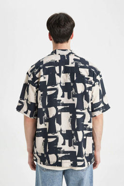 Рубашка с короткими рукавами и воротником-поло с принтом Relax Fit - Defacto фото 6