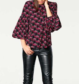 Блузка, черно-розовая