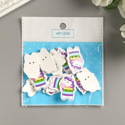 Набор пуговиц для творчества дерево Единорожка в свитере набор 15 шт 3,4х2,1 см - Арт узор фото 4