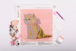 Кристальная (алмазная) мозаика ФРЕЯ ALVR-115 Кошечка с розовым бантиком 30 х 30 см