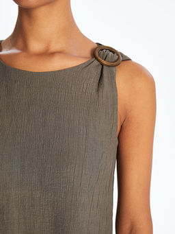 Bisiklet Yaka Dokulu A Kesim Mini Elbise