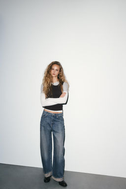 JEANS TRF BAGGY FOLDED  TIRO MEDIO / Azul