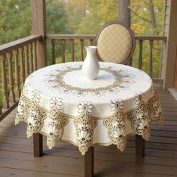 Скатерть арт. 231503/200/3, круглая, Д=200 см, цвет кремово-золотистый