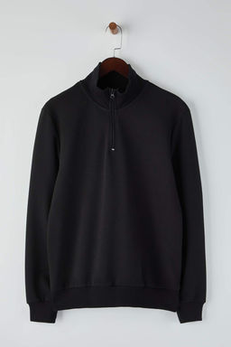 Siyah Regular/Normal Kesim Kal?n Dik Yaka Sweatshirt TMNAW26SW00025