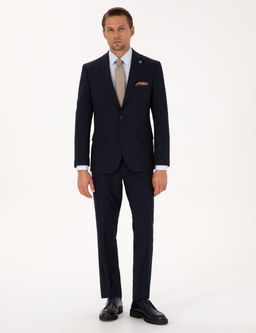 Lacivert Slim Fit Tak_m Elbise