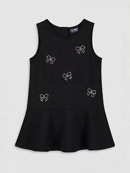 Bisiklet Yaka Ta? ??lemeli K?z ?ocuk Elbise