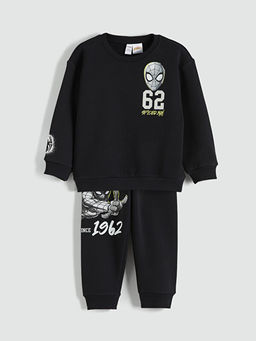 Spider-Man Bask?l? Erkek ?ocuk Kal?n Sweatshirt ve E?ofman Alt?