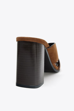 SPLIT SUEDE BLOCK HEEL SANDALS - Zara фото 13
