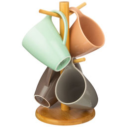 НАБОР ИЗ 4 КРУЖЕК BRONCO MEADOW НА ДЕРЕВ. ПОДСТАВКЕ 380 МЛ  фото 3