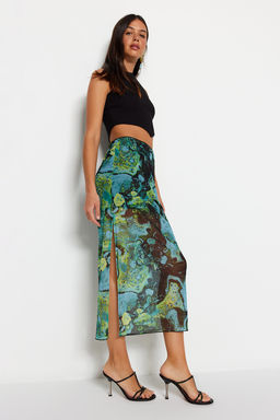 TRENDYOLMILLA Turuncu Desenli Maxi Boy Dantel Detayl? Tul Esnek Orme Etek TWOSS23ET00369  фото 7