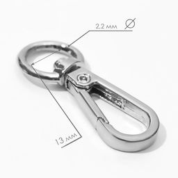 Цена за 2 шт. Карабин металлический, 48 18 мм / 13 2,2 мм, 5 шт, цвет серебряный - Арт узор фото 2