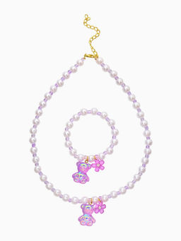 Набор детский «Выбражулька. Мармеладный мишка», 2 предмета: бусы, браслет, белый, фиолетовый