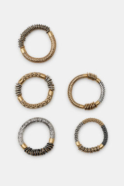 PACK 5 PULSERAS EL?STICAS PIEZAS MET?LICAS / Oro / Plata - Zara фото 3
