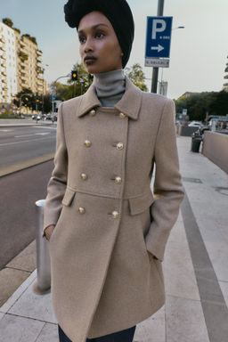 SHORT DOUBLE-BREASTED WOOL COAT - Zara фото 2